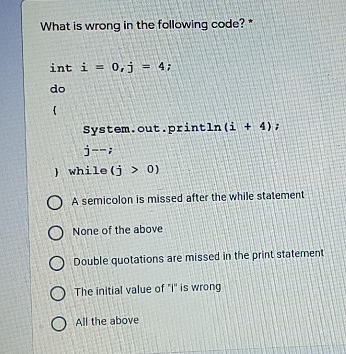 Solved What is wrong in the following code? int i = 0, = 0,3 | Chegg.com