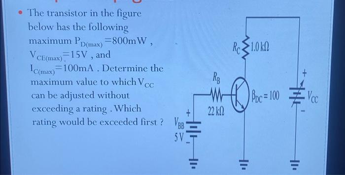 Solved - The transistor in the figure below has the | Chegg.com