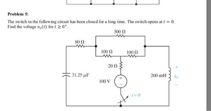 Solved Problem 4: The switch in the following circuit has | Chegg.com