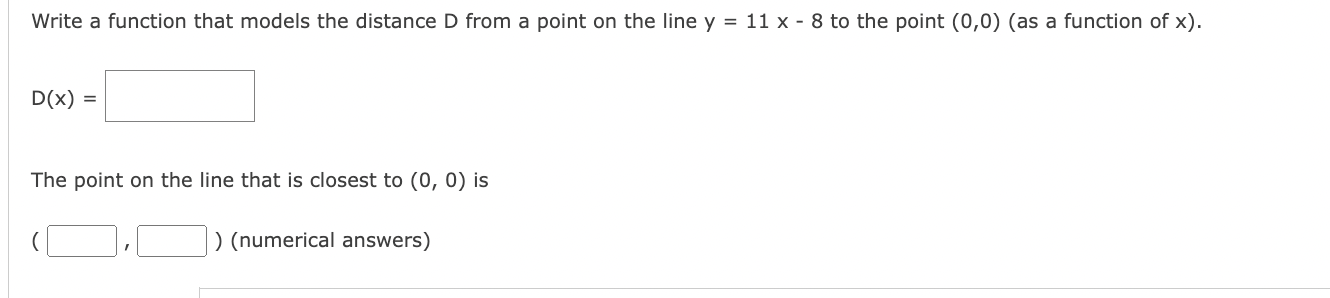 Solved Write a function that models the distance D ﻿from a | Chegg.com