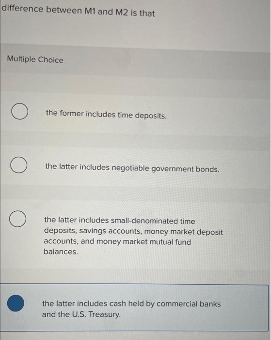 Solved difference between M1 and M2 is that Multiple Choice