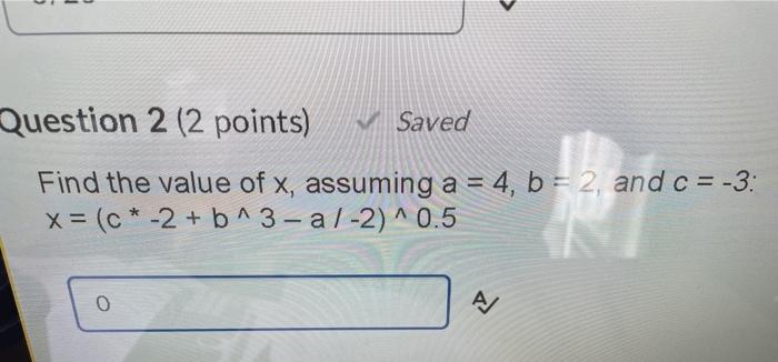 Solved Question 2 (2 points) Saved Find the value of x, | Chegg.com