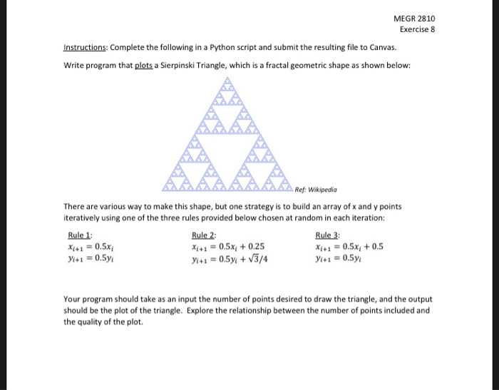 Solved MEGR 2810 Exercise 8 Instructions: Complete the | Chegg.com