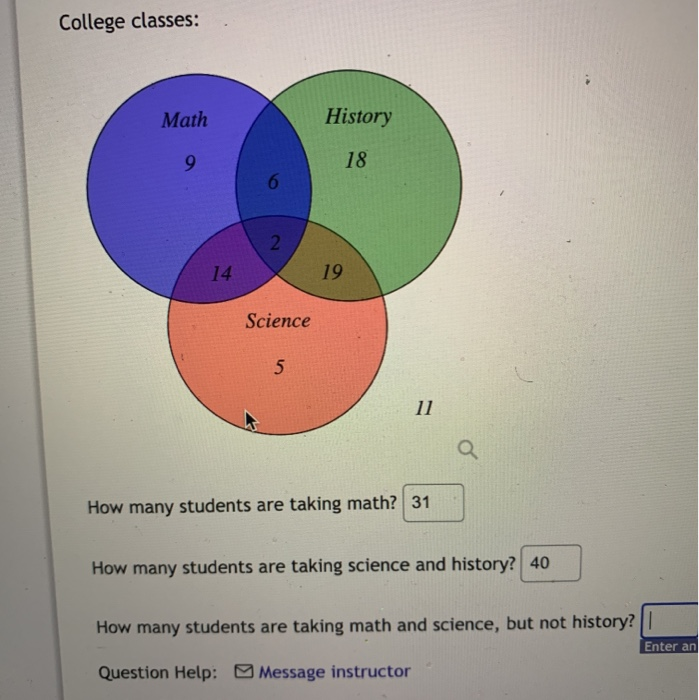 Solved College classes: Math History 9 18 6 2 14 19 Science | Chegg.com