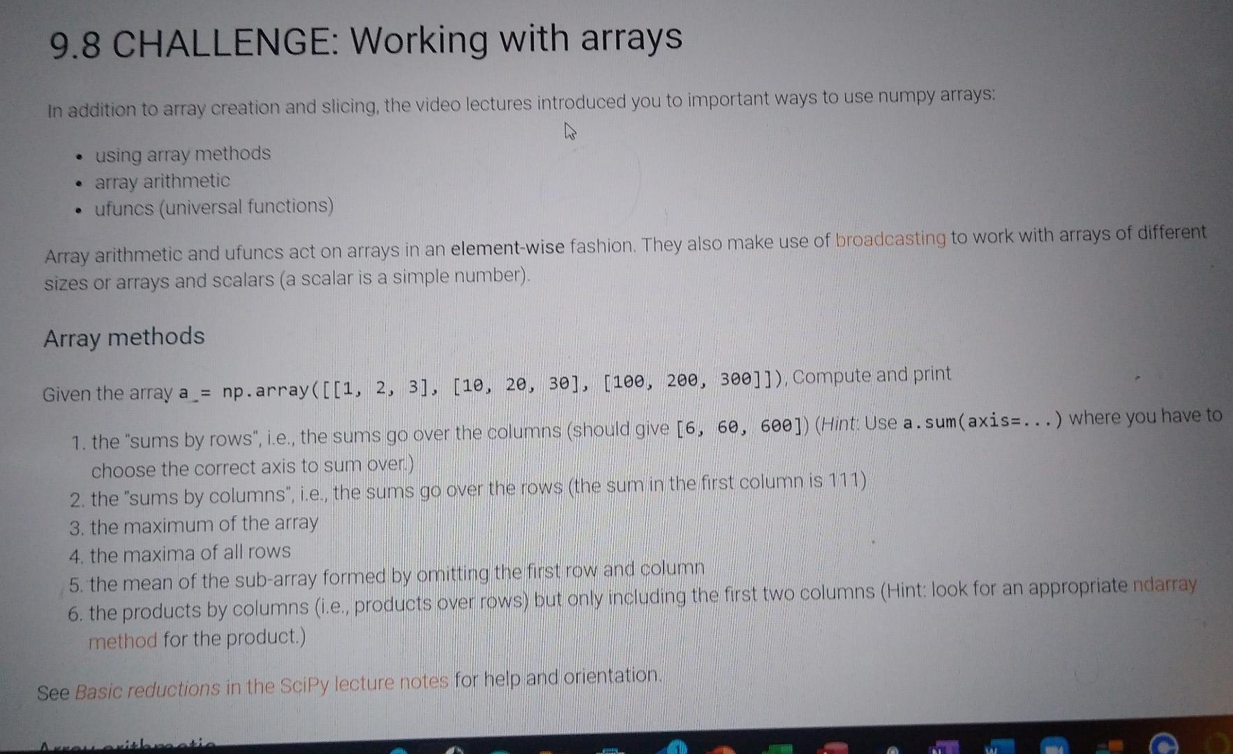 Solved LAB ACTIVITY 9.8.1: CHALLENGE: Working with arrays | Chegg.com