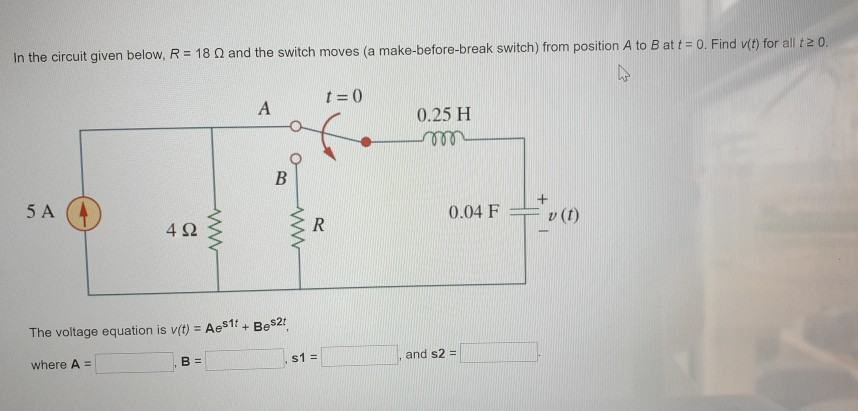 Solved In the circuit given below, R = 18 and the switch | Chegg.com