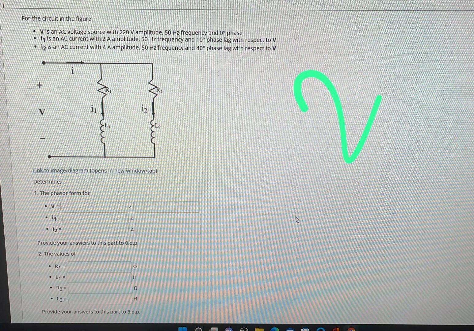 Solved For the circuit in the figure. V is an AC voltage | Chegg.com