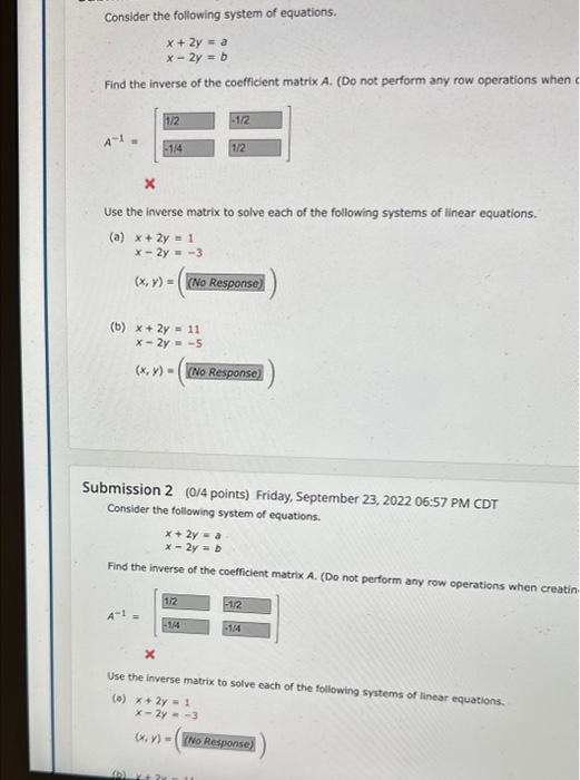 Solved Consider The Following System Of Equations