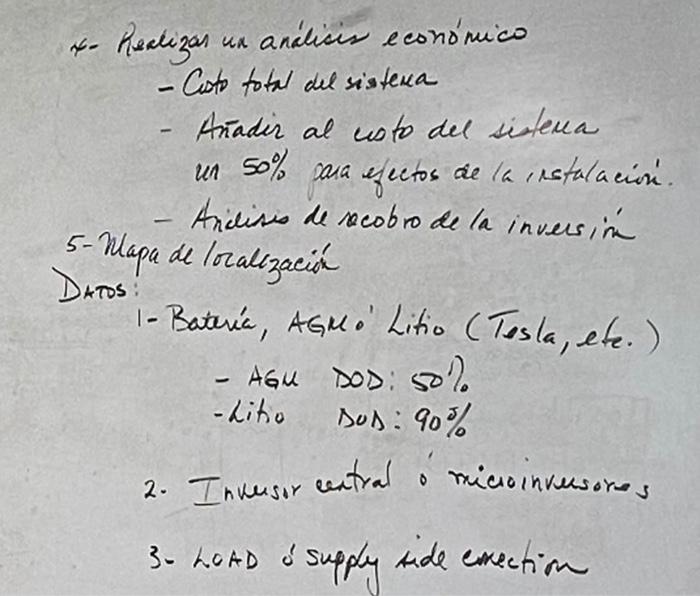 4- Realizar un análisis econónico - Cuto total del sistera - Añadir al usto del sisteva un 50\% cara efectos de /a irstalació