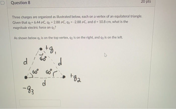 Solved 20 pts Question 7 The dipole moment of water is p = | Chegg.com