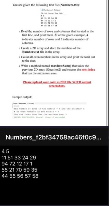Solved You are given the following text file (Numbers.tst): | Chegg.com