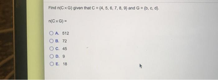 Solved Find N Cxg Given That C 4 5 6 7 8 9 And G Chegg Com