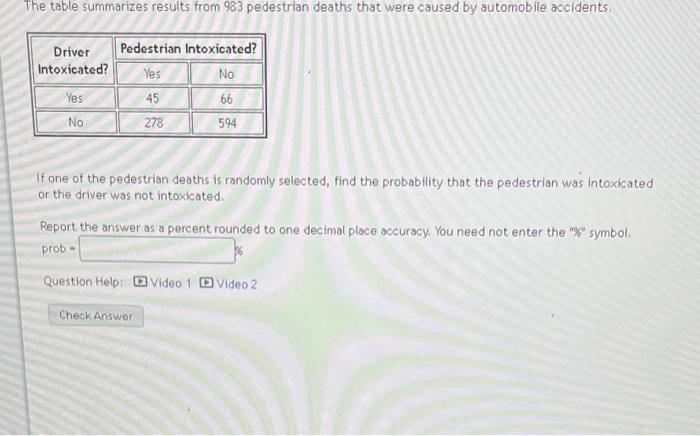 Solved If one of the pedestrian deaths is randomly selected, | Chegg.com
