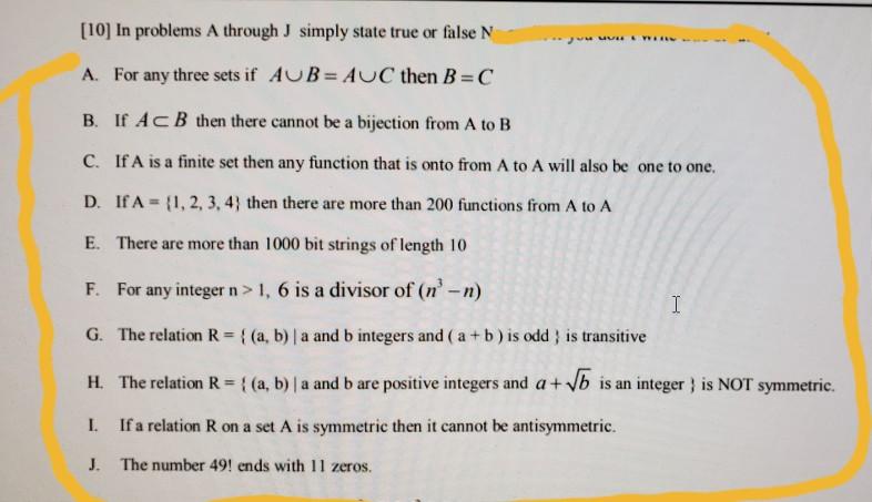 Solved Jv Lew 10 In Problems A Through J Simply State T Chegg Com