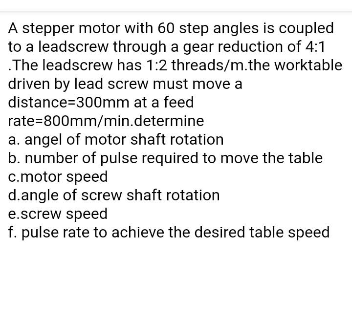Solved A stepper motor with 60 step angles is coupled to a