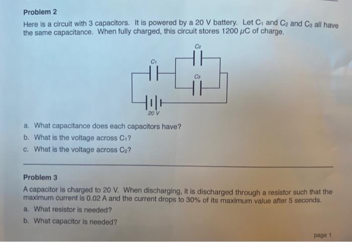 Solved Problem 2 Here Is A Circuit With 3 Capacitors. It Is | Chegg.com