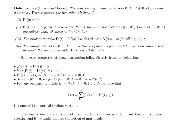 Solved Definition 29 (Brownian Motion). The collection of | Chegg.com