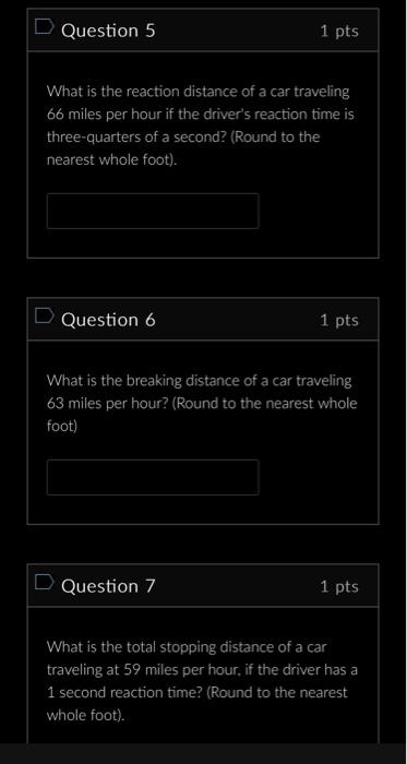 Solved What is the reaction distance of a car traveling 66 | Chegg.com