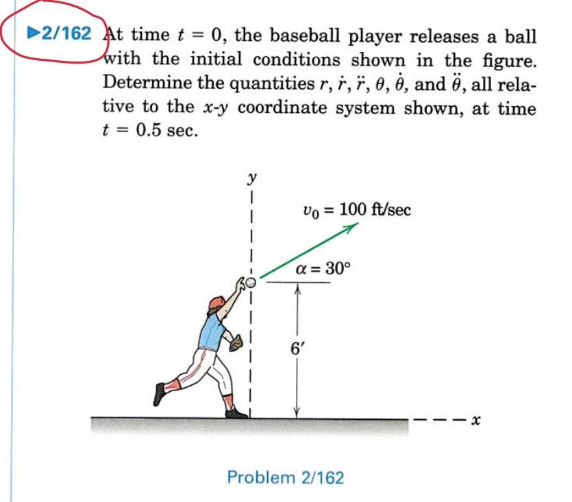 Solved 2/162 At time t=0, the baseball player releases a