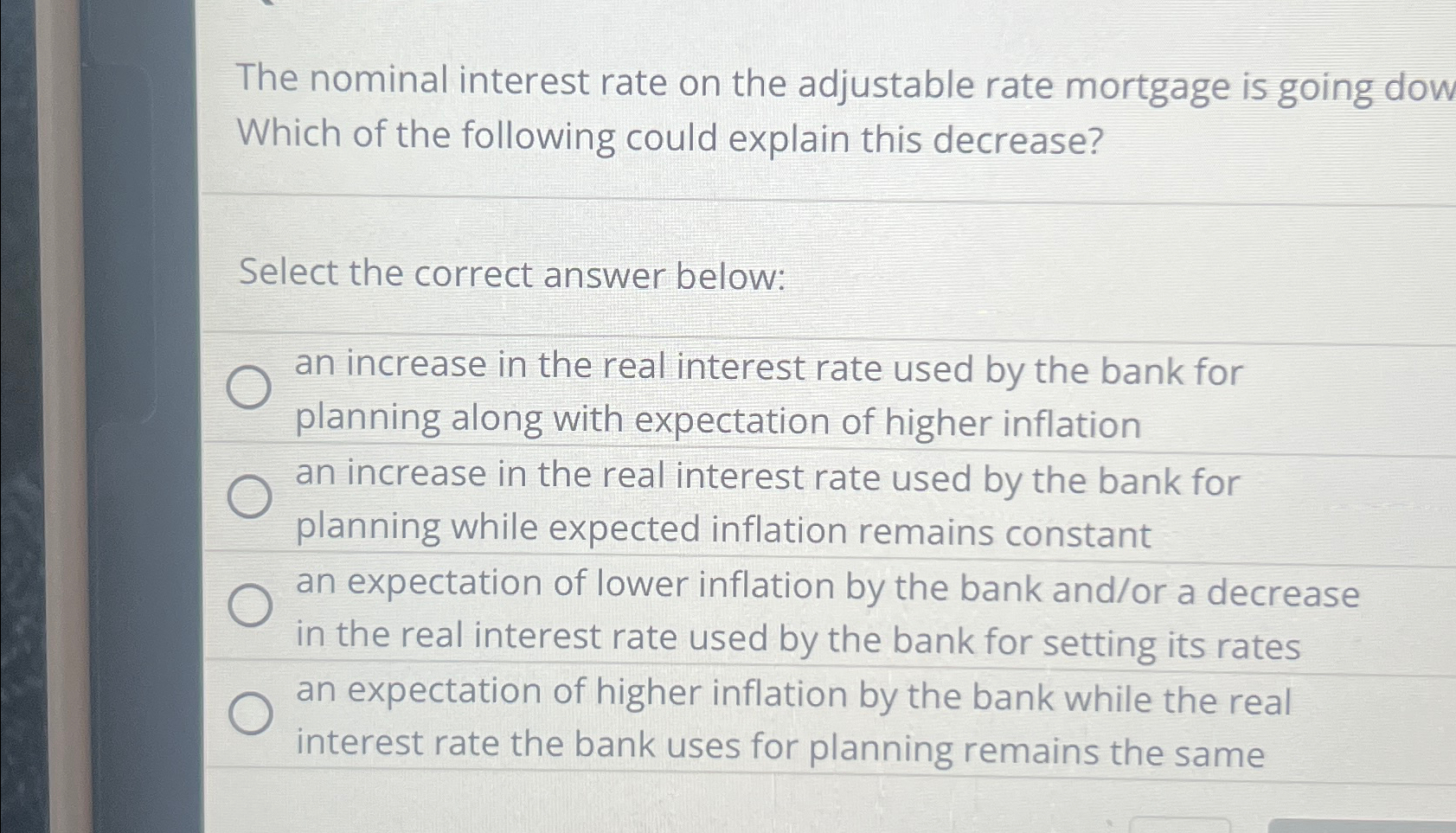 Solved The nominal interest rate on the adjustable rate | Chegg.com