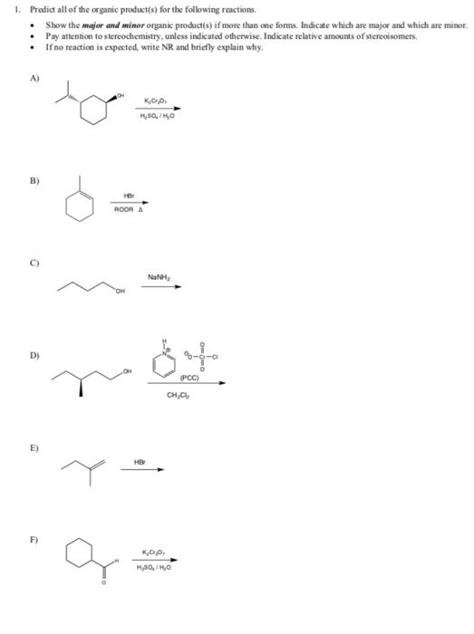 Solved 1 Predict all of the organic product(s) for the | Chegg.com