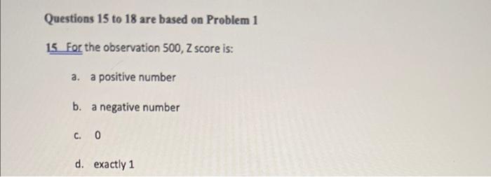 Solved Questions 15 to 18 are based on Problem 1 15 For the | Chegg.com