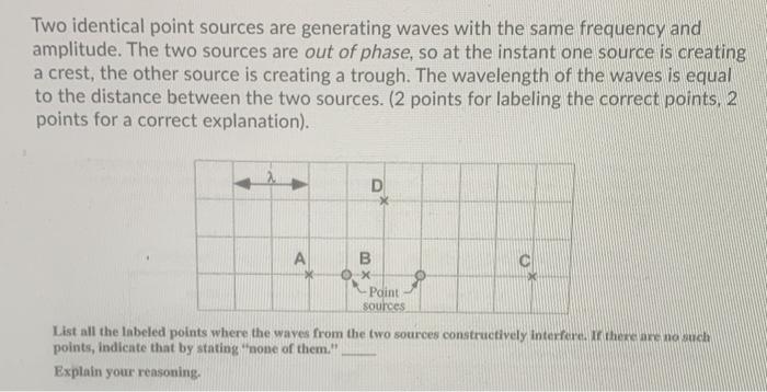 Solved Two identical point sources are generating waves with | Chegg.com