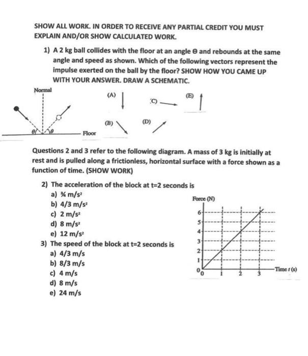 Solved SHOW ALL WORK. IN ORDER TO RECEIVE ANY PARTIAL CREDIT | Chegg.com