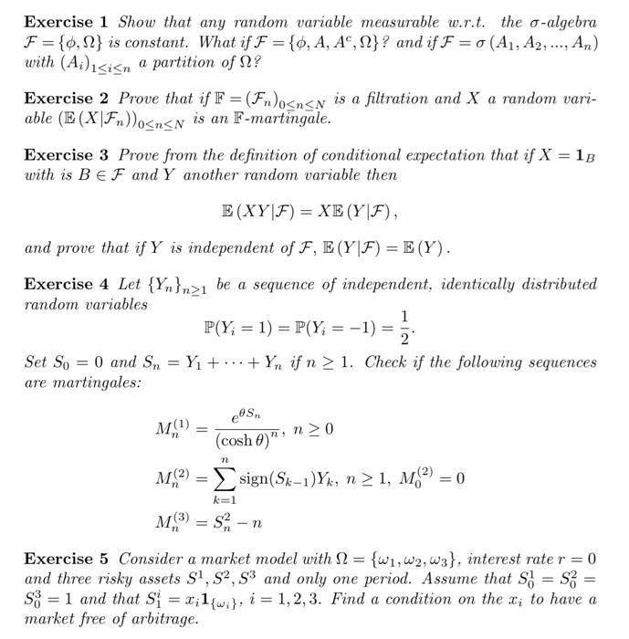 Solved Exercise 1 Show that any random variable measurable | Chegg.com