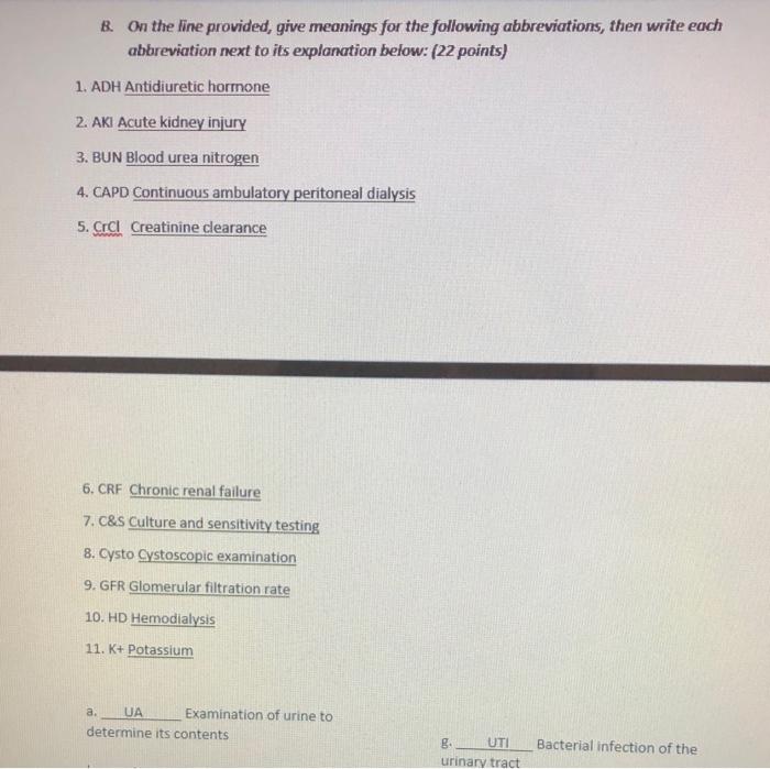 Solved B. On The Line Provided, Give Meanings For The | Chegg.com