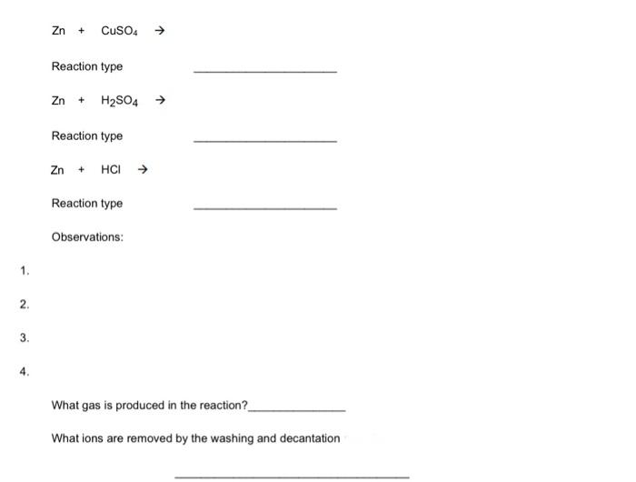 Solved What gas is produced in the reaction? What ions are | Chegg.com