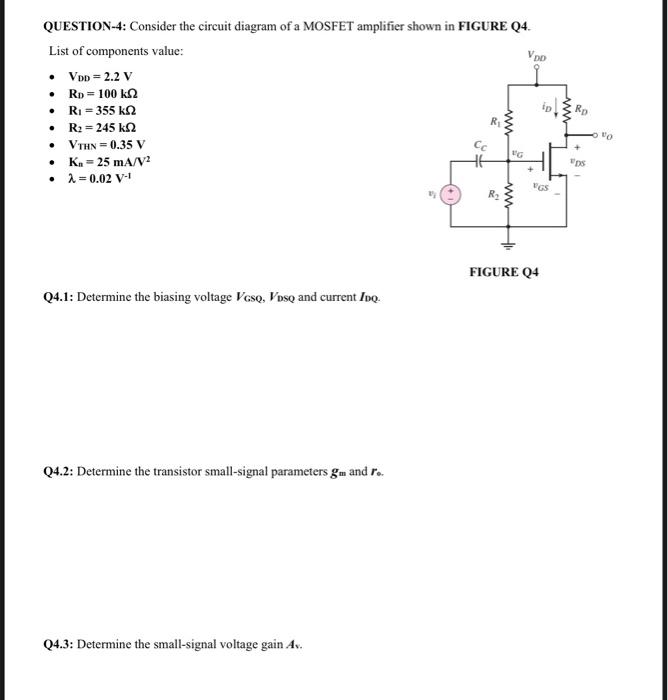 Solved Question 4 Consider The Circuit Diagram Of A Mosfet