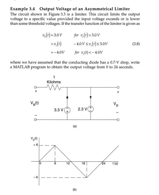 Solved Example 3.4 Output Voltage of an Asymmetrical Limiter