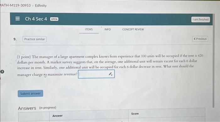 Solved ( 1 point) The manager of a large apartment complex | Chegg.com