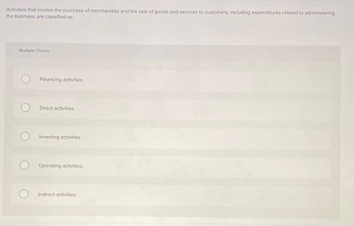 Activities that involve the purchase of merchandise and the sale of goods and services to customers, including expenditures r
