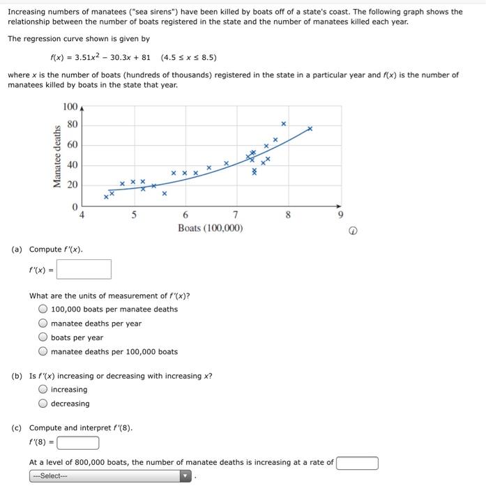 Solved Increasing numbers of manatees ("sea sirens") have | Chegg.com