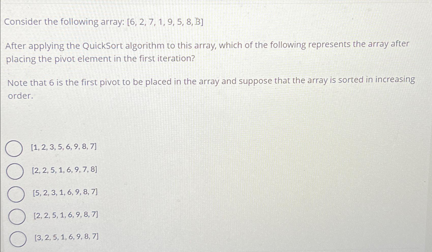 Solved Consider The Following Array: | Chegg.com