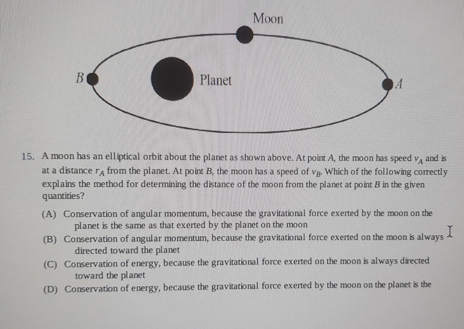 Moon Orbit Math Solved 15. A moon has an elliptical orbit about the planet | Chegg.com