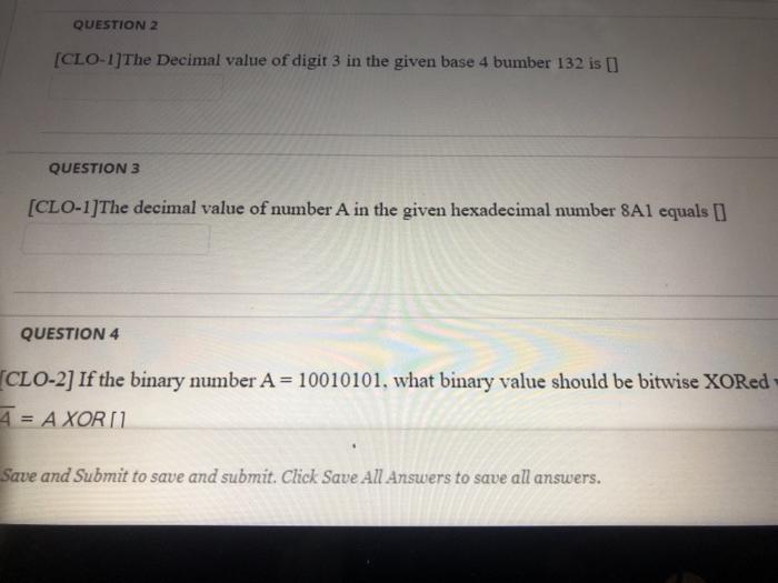 Solved QUESTION 2 [CLO-1]The Decimal value of digit 3 in the | Chegg.com