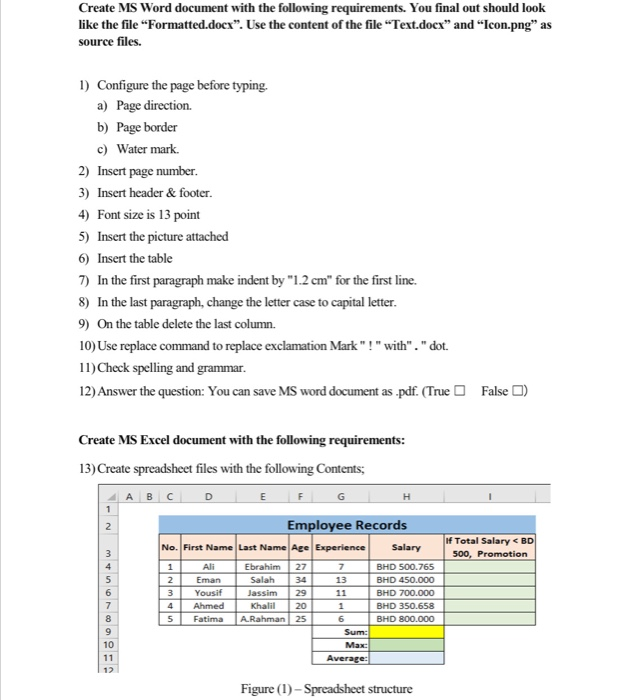 Solved Create MS Word document with the following | Chegg.com