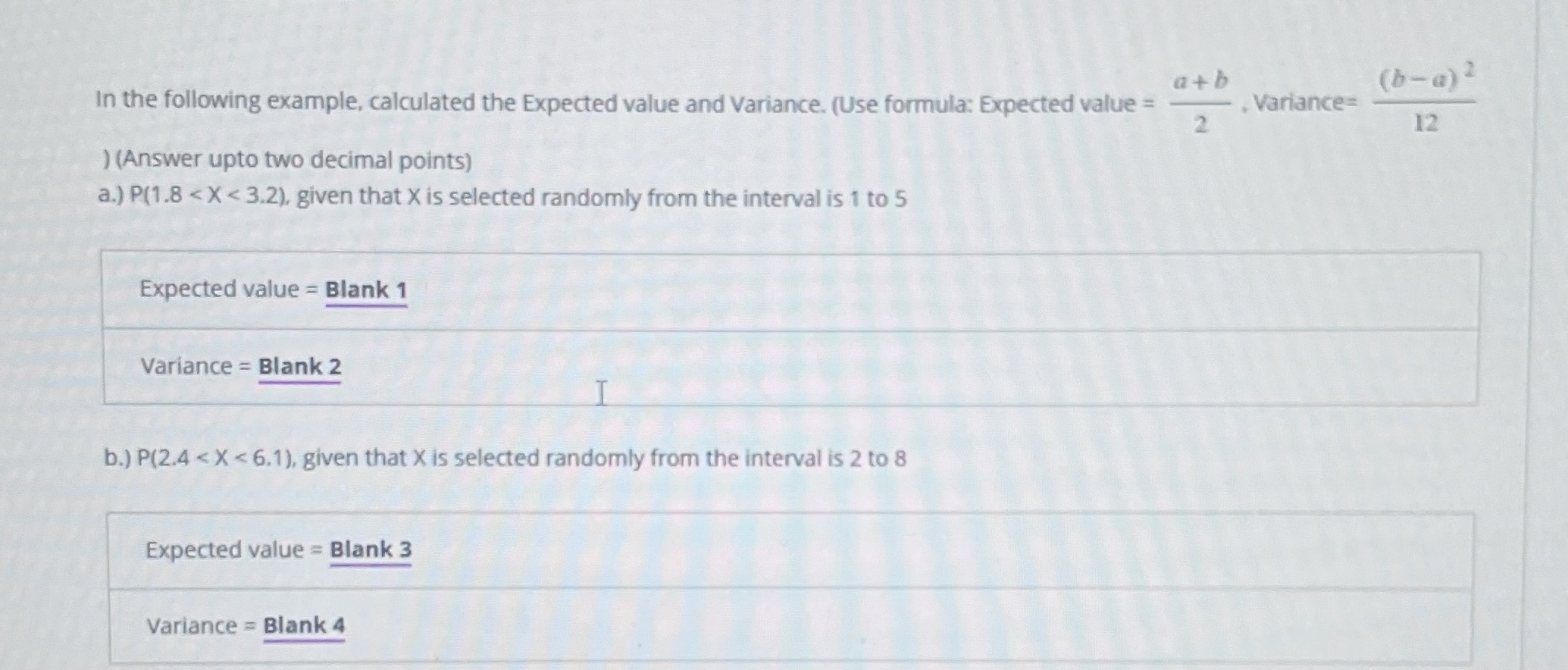 Solved In the following example, calculated the Expected | Chegg.com
