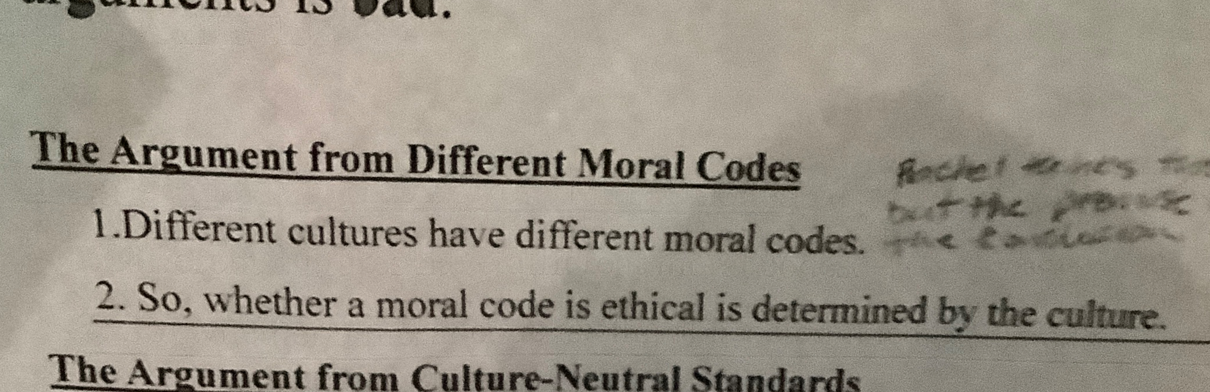 Solved The Argument from Different Moral Codes Different | Chegg.com