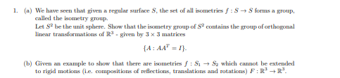 (a) We have seen that given a regular surface S, | Chegg.com