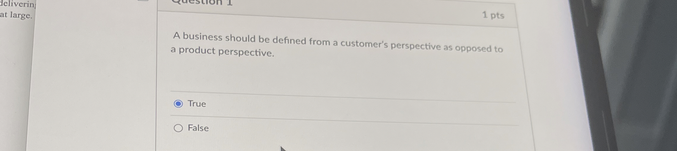 Solved deliverin1 ﻿ptsA business should be defined from a | Chegg.com