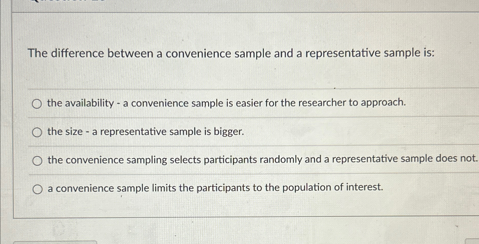 Solved The difference between a convenience sample and a | Chegg.com