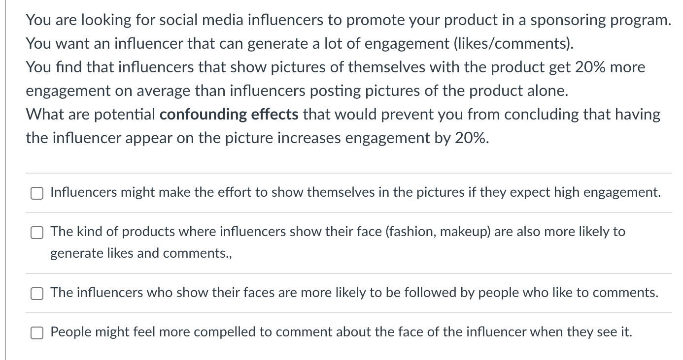 Solved You are looking for social media influencers to | Chegg.com