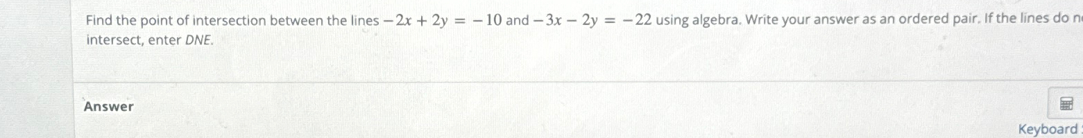 Solved Find the point of intersection between the lines | Chegg.com