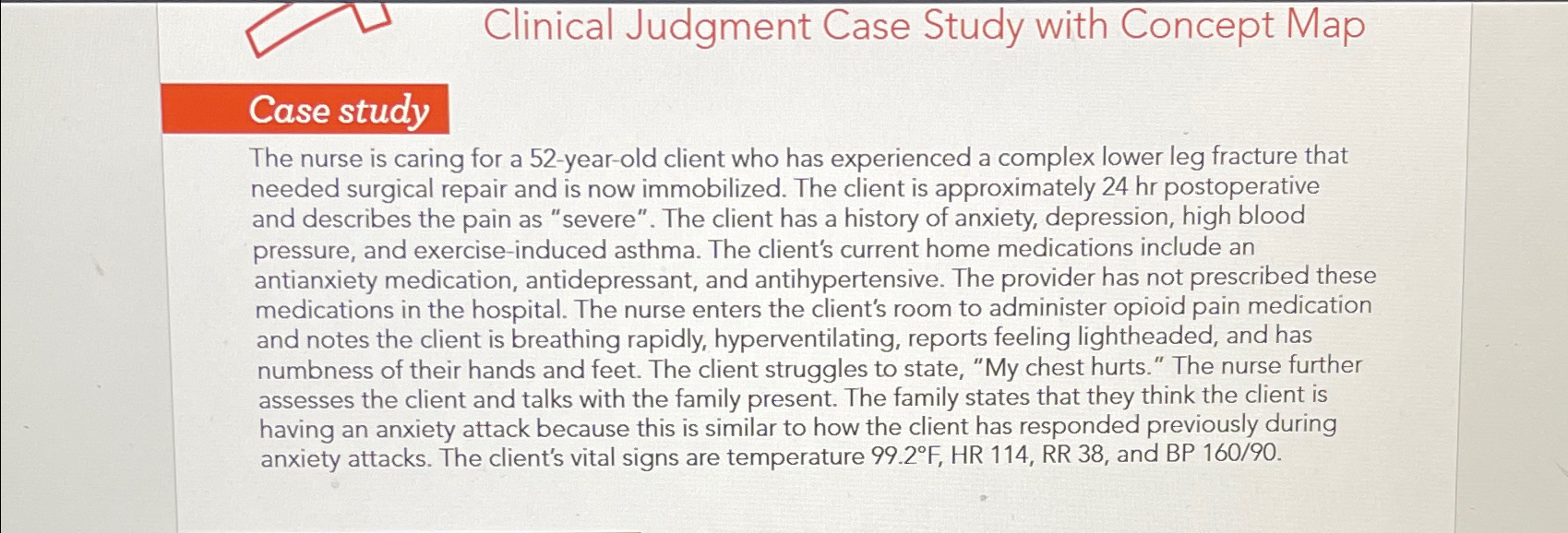 Solved Clinical Judgment Case Study with Concept MapCase | Chegg.com