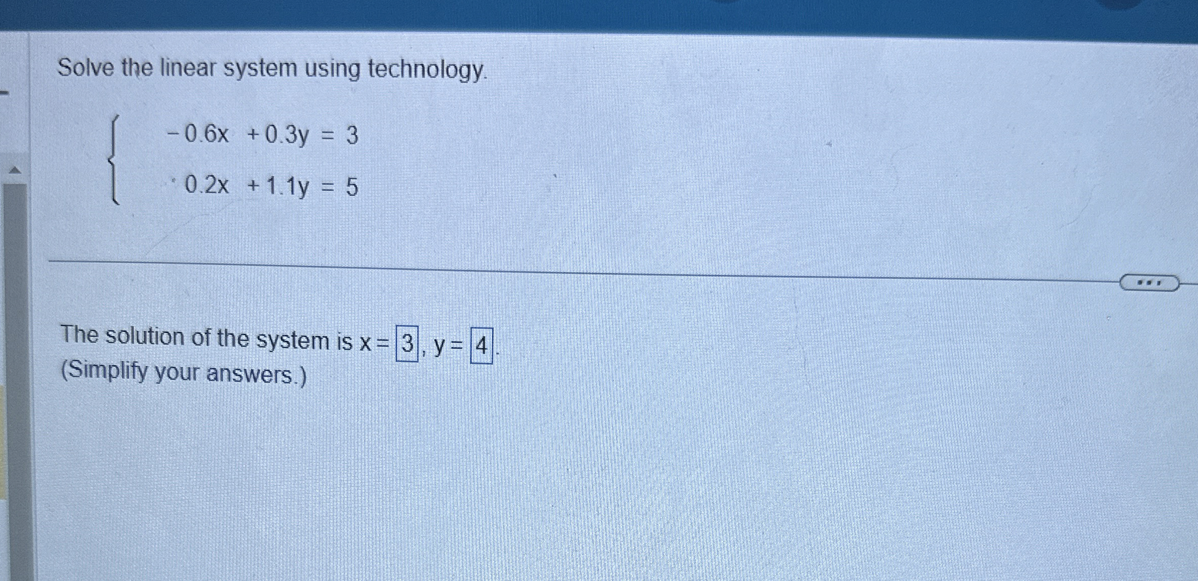 Solved Solve the linear system using | Chegg.com