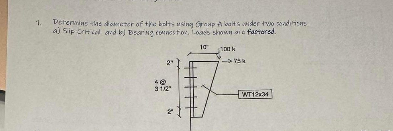 Solved Determine the diameter of the bolts using Group A | Chegg.com